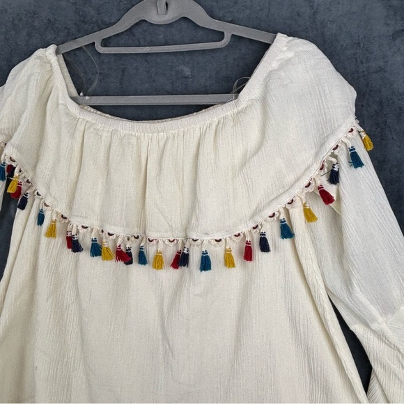 Altar'd State Cream Ruffled Bell Sleeve Tunic - Picture 3 of 12